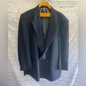 Men’s Vintage Pierre Cardin Wool Blend Peak Lapel Navy Sports Blazer Jacket 40R‎